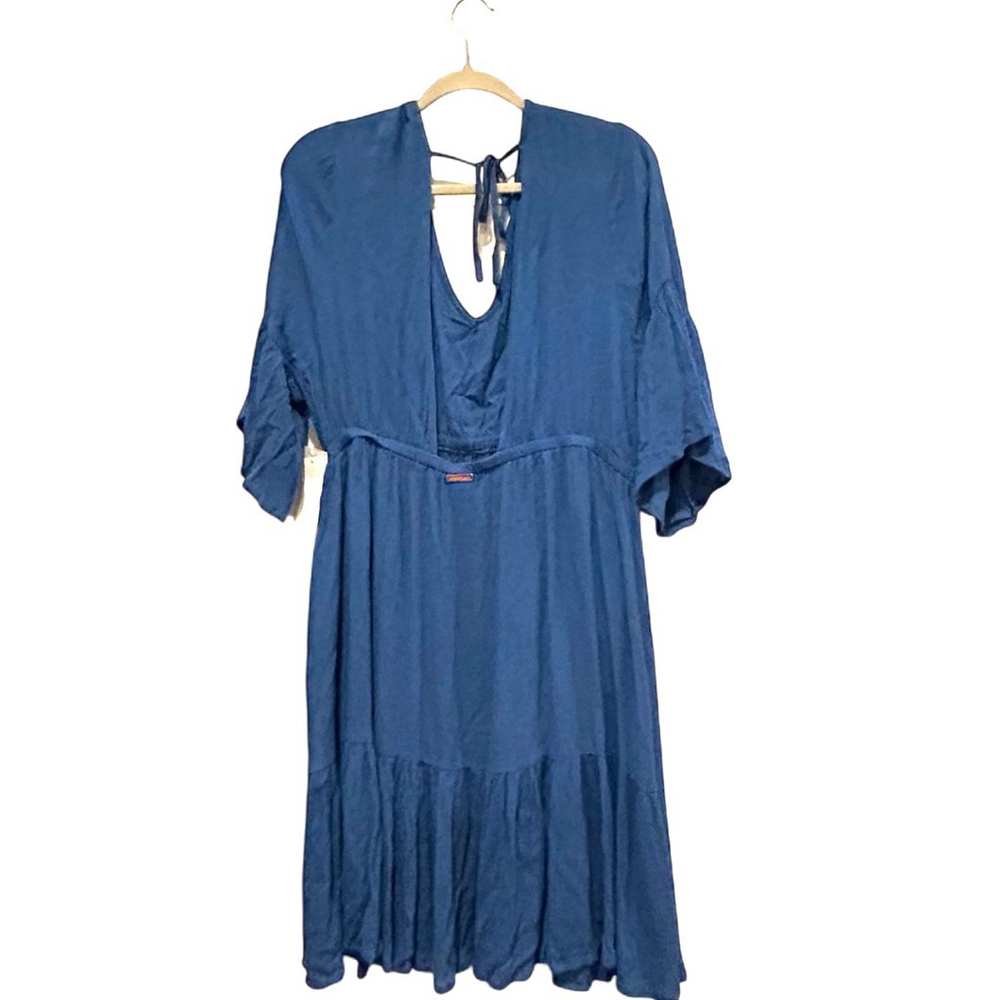 Raisins Tavarua Cover Up Navy Plus Size 2X V-Neck Tiered Mini Dress NWT MSRP $80 - Picture 7 of 8